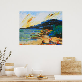 Levendig Kustlandschap Poster