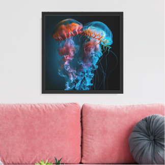 Levendig kwallenpaar canvas afdruk