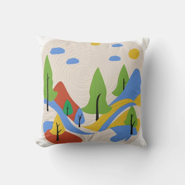 Levendig Landschap Vierkant Kussen (Voorkant)