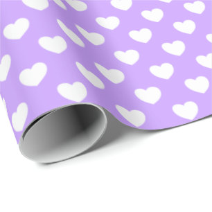 Levendig lavender en suf wit liefhebbend hart cadeaupapier