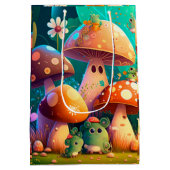 Levendig leuke elves spelen onder paddenstoelen ca medium cadeauzakje (Achterkant)