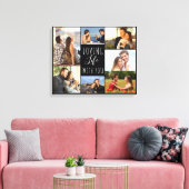 Levendig leven met je 7 fotocollage - zwart canvas afdruk (Insitu (Woonkamer))