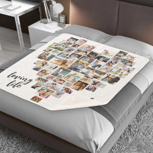 Levendig leven met je hart gevormd 51 Fotocollage Sherpa Deken