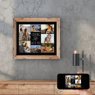 Levendig leven met jou 7 Foto Collage   Zwart Poster