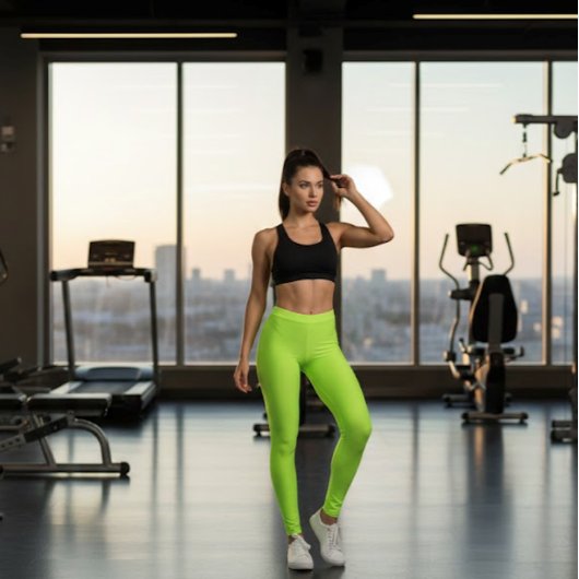 Levendig limoengroen effen kleur uitbarsting van e leggings