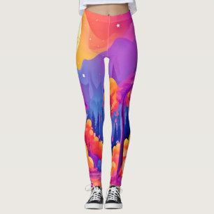 Levendig maanverlicht bos leggings