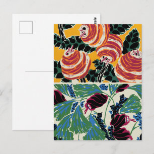 Levendig Magenta & Oranje Abstracte Bloemkunst Briefkaart