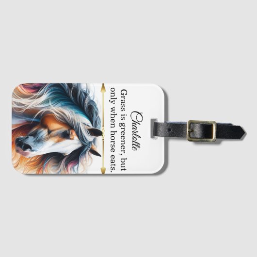 Levendig manenpaard bagagelabel (Voorkant (horizontaal))