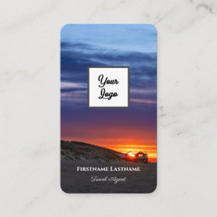 Levendig maritiem strand zonsondergang reisbureau  visitekaartje