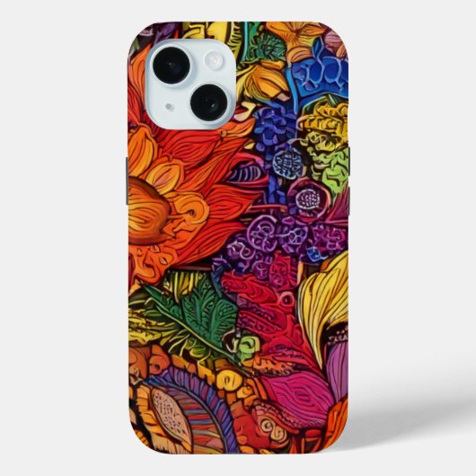 Levendig Maximalistisch Bloemmotief Case-Mate iPhone Case (Achterkant)