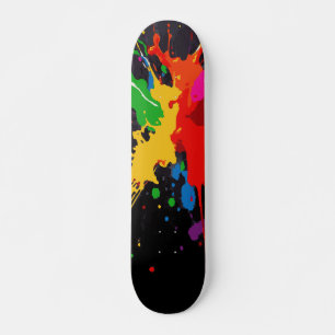 Levendig Meerkleurig Verfspat Abstract Ontwerp Skateboard