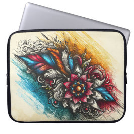 Levendig, met de hand geschetst vermogen laptop sleeve