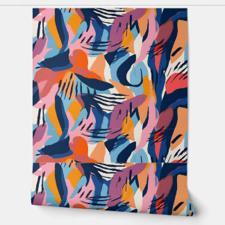 Levendig Modern Abstracte Vormen Patroon Behang