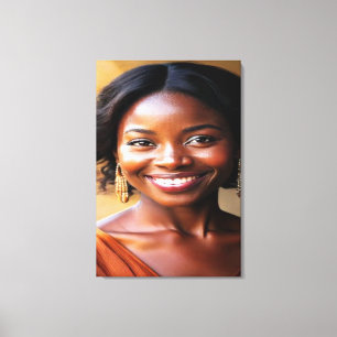 Levendig Modern Portret van een Lachende Vrouw Can Canvas Afdruk