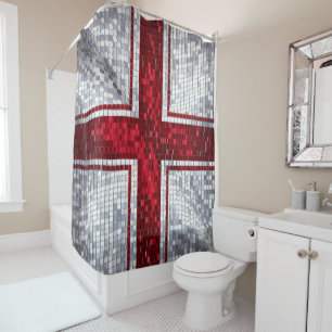 Levendig Mozaïek St. George's Flag Glas in lood Douchegordijn