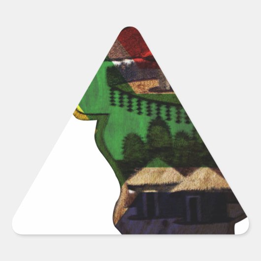 Levendig mozaïek van Afrika: decoratieve patroonku Driehoek Sticker (Voorkant)