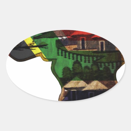 Levendig mozaïek van Afrika: decoratieve patroonku Ovale Sticker (Voorkant)