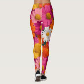 Levendig Naadloos Daisy Bloemenpatroon Leggings (Achterkant)
