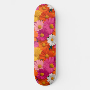 Levendig Naadloos Daisy Bloemenpatroon Skateboard