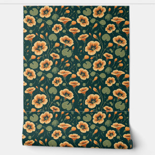 Levendig Nasturtium Bloemenpatroon Behang