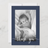 Levendig Navy Blue Floral Baptisme Dank je kaarten (Achterkant)