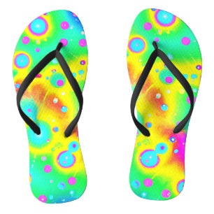 Levendig neon blaze patroon teenslippers