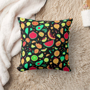 Levendig neon fruit patroon kussen