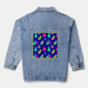 Levendig neon fruit patroon ontwerp denim jacket