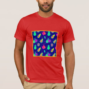 Levendig neon fruit patroon ontwerp t-shirt