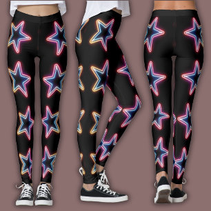 Levendig Neon Patroon   Elektrische Ster uit de Ja Leggings