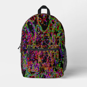Levendig Neon veelkleurig Curvy Line patroon Bedrukte Rugzak