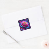 Levendig neonvirus Roos Vierkante Sticker (Envelop)