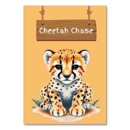 Levendig Oerwoud Safari Cheetah Table Sign Kaart (Voorkant)