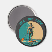Levendig ontwerp met man op sup paddle board magneet (Voorkant / Achterkant)
