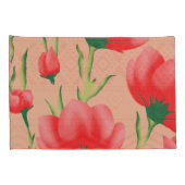 Levendig ontwerp van rode stof met bloemmotief kussensloop (Achterkant-Rechts)