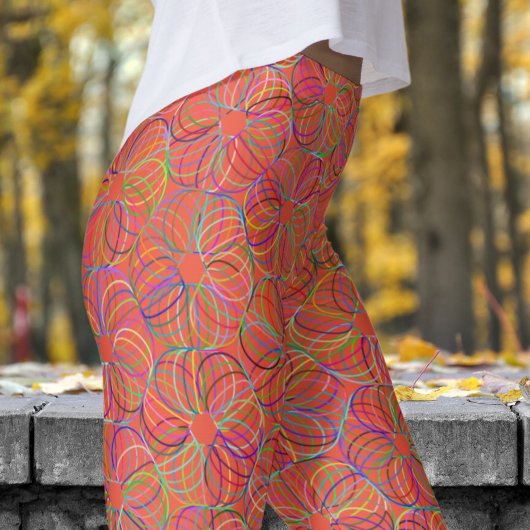 Levendig Oranje cyclisch chaospatroon Leggings