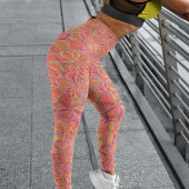 Levendig Oranje cyclisch chaospatroon Leggings