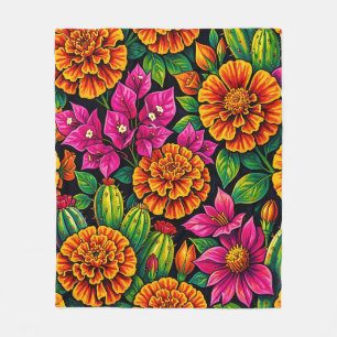 Levendig Oranje Magenta Fluweelboom Cactus Tropisc Fleece Deken