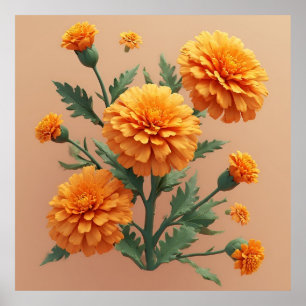 Levendig Oranje Marigold Boeket Poster