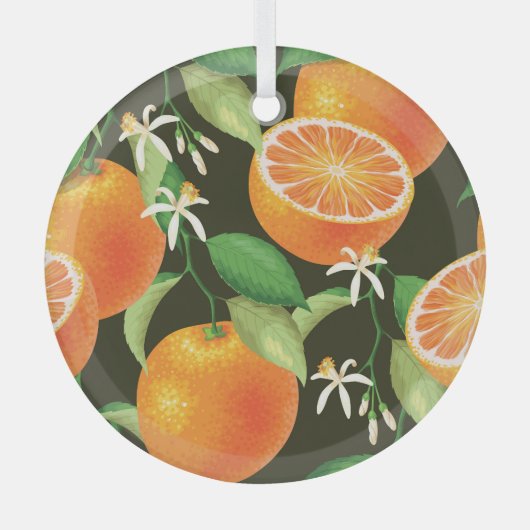 Levendig Oranje naadloos patroonontwerp Glas Ornament (Voorkant)