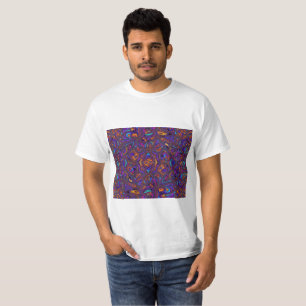 Levendig Paars & Blauw Abstract Golfpatroon T-shirt