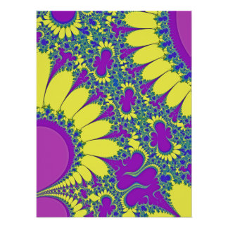 Levendig Paars & Geel Fractaal Abstract Perfect Poster