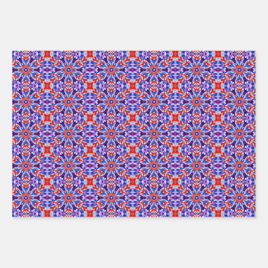 Levendig Paarse, Blauwe, Rood & Wit Patroon Inpakpapier Vel (Voorkant 3)