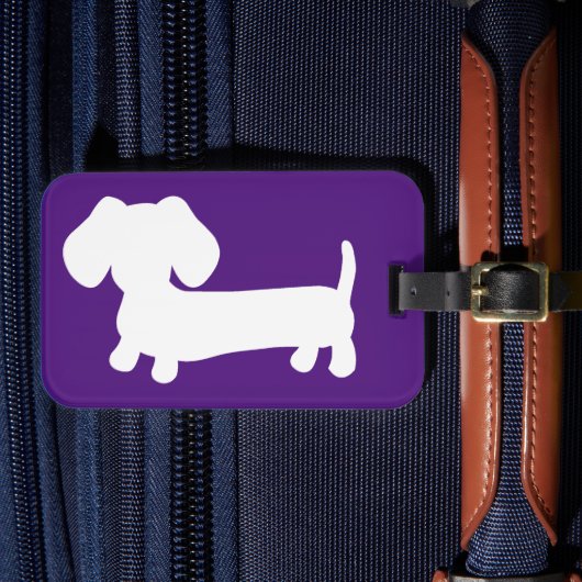 Levendig Paarse Dachshund Bagage Reizen Label Bagagelabel (Voorkant Insitu 4)