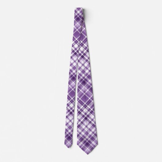 Levendig Paarse Plaid Alzheimer bewustzijnspatroon Stropdas (Achterkant)