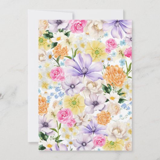 Levendig Pastel Lente Bloemstuk Helder Tuin Bruilo Save The Date (Achterkant)