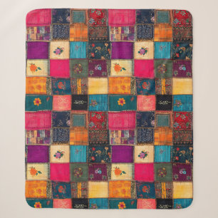 Levendig Patchwork Dekbed met Klassieke Bloemmotie Sherpa Deken