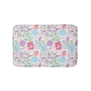 Levendig patroon met kleurrijke bloemen badmat