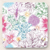 Levendig patroon met kleurrijke bloemen drankjes onderzetter (Voorkant)