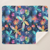 Levendig patroon van libellen sherpa deken (Voorkant (horizontaal))